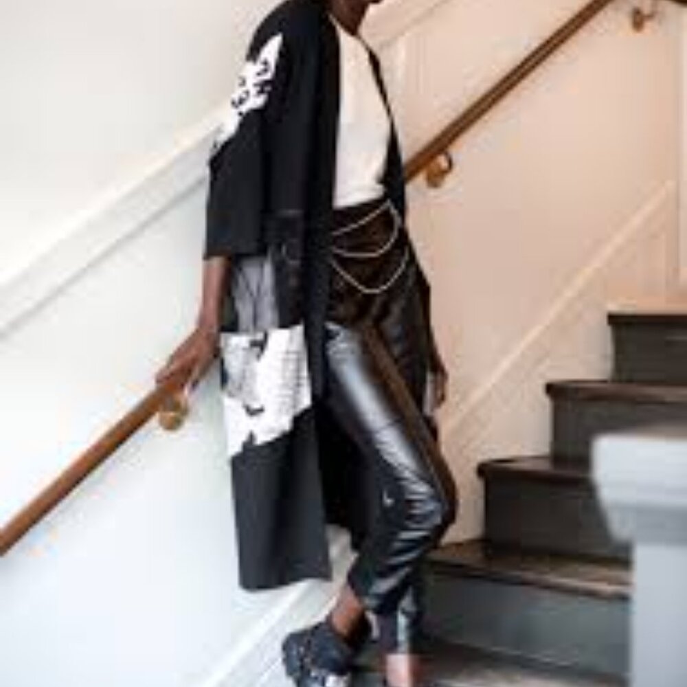 Kate Hewko Newsprint and Mesh Kimono - OS